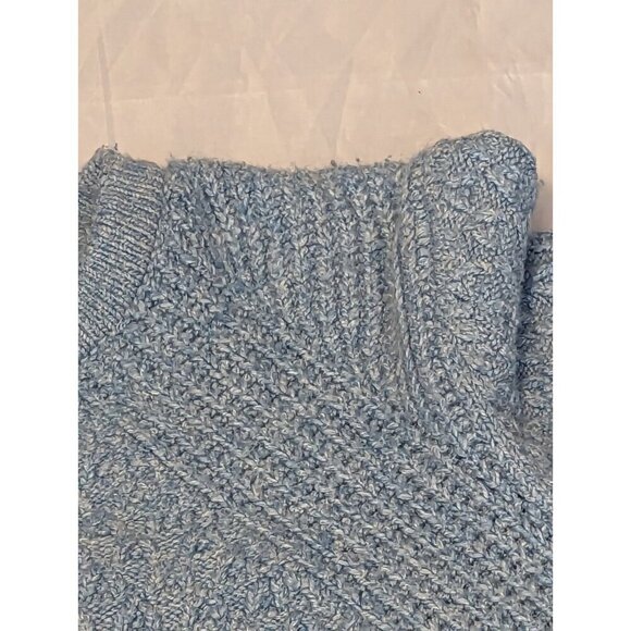J Jill Cable Knit Sweater Women Small Petite Blue Button Hem Detail Pullover - Picture 13 of 16